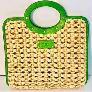 Rare Kate Spade Darlington Straw Tote/Green & Tan